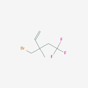 molecular formula C7H10BrF3 B13162391 3-(Bromomethyl)-5,5,5-trifluoro-3-methylpent-1-ene 