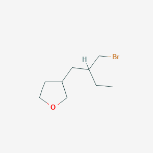 molecular formula C9H17BrO B13162392 3-[2-(Bromomethyl)butyl]oxolane 