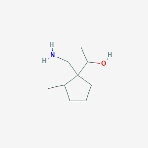 molecular formula C9H19NO B13162405 1-[1-(Aminomethyl)-2-methylcyclopentyl]ethan-1-ol 