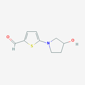 molecular formula C9H11NO2S B13162610 5-(3-Hydroxypyrrolidin-1-yl)thiophene-2-carbaldehyde 