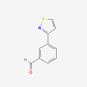 molecular formula C10H7NOS B13162613 3-(1,2-Thiazol-3-yl)benzaldehyde 