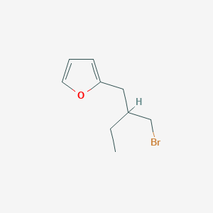 molecular formula C9H13BrO B13162617 2-[2-(Bromomethyl)butyl]furan 