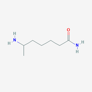 molecular formula C7H16N2O B13162661 6-Aminoheptanamide 