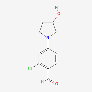 molecular formula C11H12ClNO2 B13162733 2-Chloro-4-(3-hydroxypyrrolidin-1-yl)benzaldehyde 