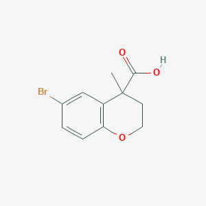 molecular formula C11H11BrO3 B13162796 6-Bromo-4-methyl-3,4-dihydro-2H-1-benzopyran-4-carboxylic acid 