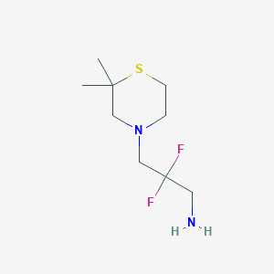 molecular formula C9H18F2N2S B13162817 3-(2,2-Dimethylthiomorpholin-4-yl)-2,2-difluoropropan-1-amine 