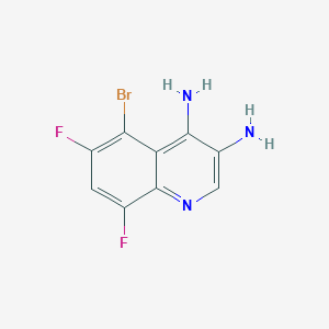 molecular formula C9H6BrF2N3 B13162854 5-Bromo-6,8-difluoroquinoline-3,4-diamine 