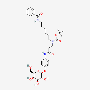 molecular formula C33H47N3O10 B13163011 tert-butyl N-(6-benzamidohexyl)-N-[3-oxo-3-[4-[(2R,3R,4S,5R,6R)-3,4,5-trihydroxy-6-(hydroxymethyl)oxan-2-yl]oxyanilino]propyl]carbamate 