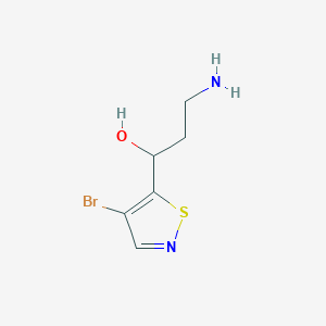 molecular formula C6H9BrN2OS B13163113 3-Amino-1-(4-bromo-1,2-thiazol-5-yl)propan-1-ol 