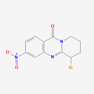 molecular formula C12H10BrN3O3 B13163155 6-bromo-3-nitro-6H,7H,8H,9H,11H-pyrido[2,1-b]quinazolin-11-one 