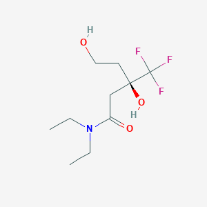 molecular formula C10H18F3NO3 B13163203 (3R)-N,N-diethyl-3,5-dihydroxy-3-(trifluoromethyl)pentanamide 