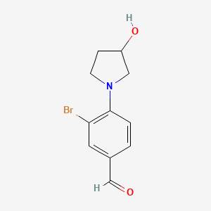 molecular formula C11H12BrNO2 B13163278 3-Bromo-4-(3-hydroxypyrrolidin-1-yl)benzaldehyde 