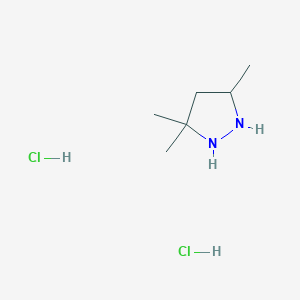 molecular formula C6H16Cl2N2 B13163288 3,3,5-Trimethylpyrazolidine dihydrochloride 