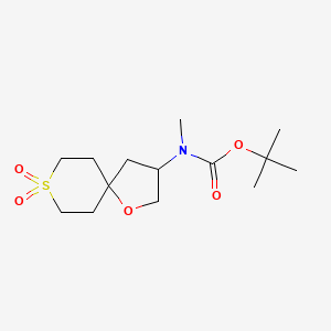 molecular formula C14H25NO5S B13163296 tert-butyl N-(8,8-dioxo-1-oxa-8lambda6-thiaspiro[4.5]decan-3-yl)-N-methylcarbamate 