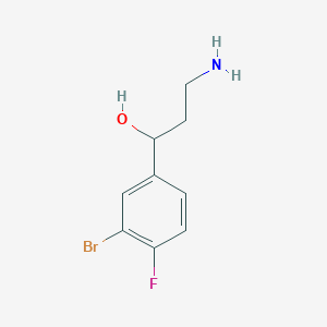 molecular formula C9H11BrFNO B13163306 3-Amino-1-(3-bromo-4-fluorophenyl)propan-1-ol 