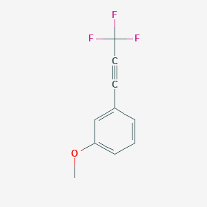 molecular formula C10H7F3O B13163349 1-Methoxy-3-(trifluoroprop-1-YN-1-YL)benzene CAS No. 111727-07-2