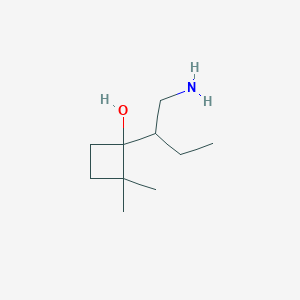 molecular formula C10H21NO B13163356 1-(1-Aminobutan-2-yl)-2,2-dimethylcyclobutan-1-ol 