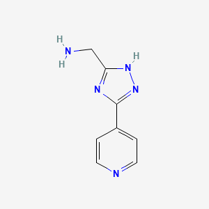 molecular formula C8H9N5 B1316338 (3-(Pyridin-4-yl)-1H-1,2,4-triazol-5-yl)methanamine CAS No. 131052-50-1
