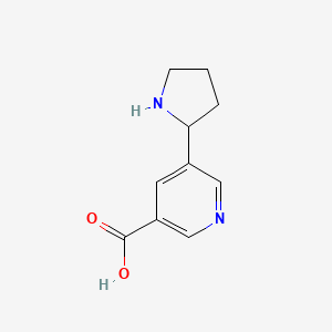 molecular formula C10H12N2O2 B13163524 5-(Pyrrolidin-2-yl)pyridine-3-carboxylic acid 