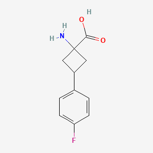 molecular formula C11H12FNO2 B13163674 1-Amino-3-(4-fluorophenyl)cyclobutane-1-carboxylic acid 