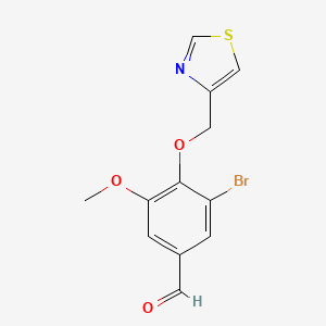 molecular formula C12H10BrNO3S B13163695 3-Bromo-5-methoxy-4-(1,3-thiazol-4-ylmethoxy)benzaldehyde 