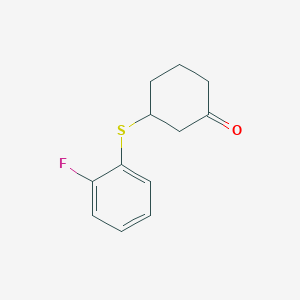 molecular formula C12H13FOS B13163739 3-[(2-Fluorophenyl)sulfanyl]cyclohexan-1-one 