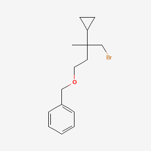 molecular formula C15H21BrO B13163777 [(4-Bromo-3-cyclopropyl-3-methylbutoxy)methyl]benzene 