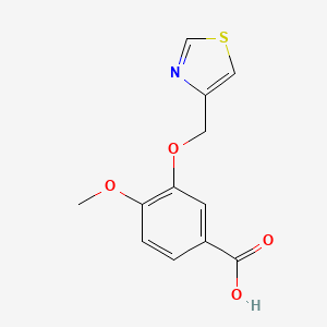 molecular formula C12H11NO4S B13163801 4-Methoxy-3-(1,3-thiazol-4-ylmethoxy)benzoic acid 