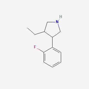 molecular formula C12H16FN B13163867 3-Ethyl-4-(2-fluorophenyl)pyrrolidine 