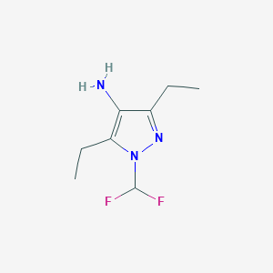 molecular formula C8H13F2N3 B13163978 1-(difluoromethyl)-3,5-diethyl-1H-pyrazol-4-amine 