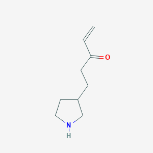 molecular formula C9H15NO B13163998 5-(Pyrrolidin-3-YL)pent-1-EN-3-one 