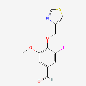 molecular formula C12H10INO3S B13164064 3-Iodo-5-methoxy-4-(1,3-thiazol-4-ylmethoxy)benzaldehyde 