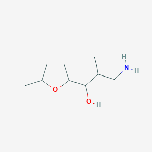 molecular formula C9H19NO2 B13164080 3-Amino-2-methyl-1-(5-methyloxolan-2-YL)propan-1-OL 