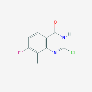 molecular formula C9H6ClFN2O B13164096 2-Chloro-7-fluoro-8-methylquinazolin-4-ol 