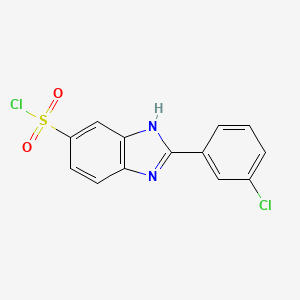 molecular formula C13H8Cl2N2O2S B13164111 2-(3-chlorophenyl)-1H-1,3-benzodiazole-5-sulfonyl chloride CAS No. 1306606-34-7