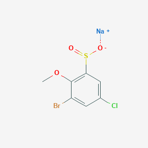 molecular formula C7H5BrClNaO3S B13164163 Sodium 3-bromo-5-chloro-2-methoxybenzene-1-sulfinate 