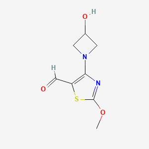 molecular formula C8H10N2O3S B13164167 4-(3-Hydroxyazetidin-1-yl)-2-methoxy-1,3-thiazole-5-carbaldehyde 