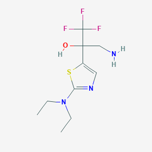 molecular formula C10H16F3N3OS B13164196 3-Amino-2-[2-(diethylamino)-1,3-thiazol-5-yl]-1,1,1-trifluoropropan-2-ol 