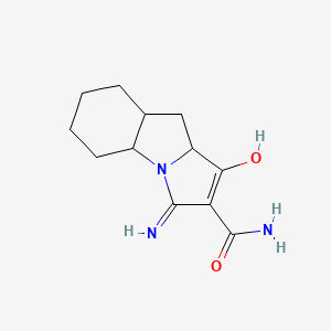 molecular formula C12H17N3O2 B13164197 3-amino-1-oxo-1H,4aH,5H,6H,7H,8H,8aH,9H,9aH-cyclohexa[b]pyrrolizine-2-carboxamide 