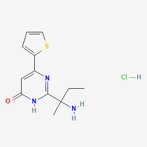 molecular formula C12H16ClN3OS B13164240 2-(2-Aminobutan-2-yl)-6-(thiophen-2-yl)-3,4-dihydropyrimidin-4-one hydrochloride 