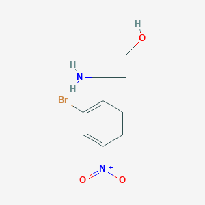 molecular formula C10H11BrN2O3 B13164274 3-Amino-3-(2-bromo-4-nitrophenyl)cyclobutan-1-ol 