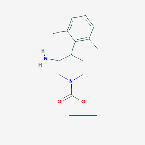 molecular formula C18H28N2O2 B13164322 Tert-butyl 3-amino-4-(2,6-dimethylphenyl)piperidine-1-carboxylate 