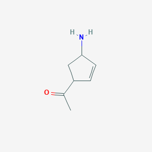 molecular formula C7H11NO B13164341 1-(4-Aminocyclopent-2-en-1-yl)ethan-1-one 