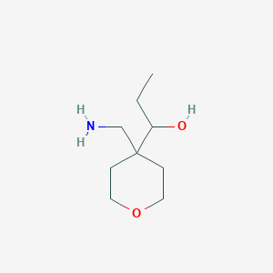 molecular formula C9H19NO2 B13164395 1-[4-(Aminomethyl)oxan-4-yl]propan-1-ol 