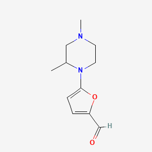 molecular formula C11H16N2O2 B13164494 5-(2,4-Dimethylpiperazin-1-yl)furan-2-carbaldehyde 