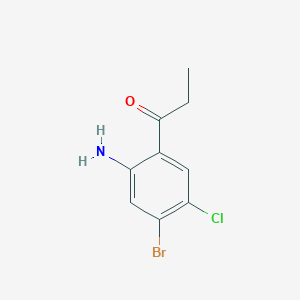 molecular formula C9H9BrClNO B13164514 1-(2-Amino-4-bromo-5-chlorophenyl)propan-1-one 