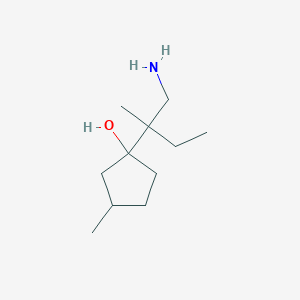 molecular formula C11H23NO B13164597 1-(1-Amino-2-methylbutan-2-yl)-3-methylcyclopentan-1-ol 