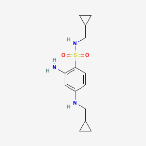 molecular formula C14H21N3O2S B13164624 2-amino-N-(cyclopropylmethyl)-4-[(cyclopropylmethyl)amino]benzene-1-sulfonamide 