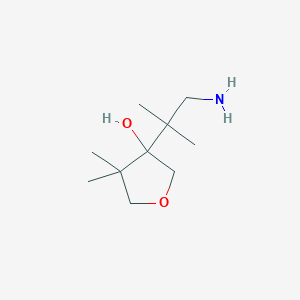 molecular formula C10H21NO2 B13164646 3-(1-Amino-2-methylpropan-2-yl)-4,4-dimethyloxolan-3-ol 