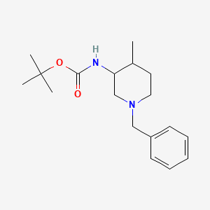 molecular formula C18H28N2O2 B13164659 tert-butyl N-(1-benzyl-4-methylpiperidin-3-yl)carbamate 